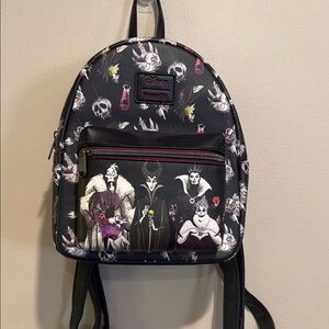 💚Disney Villains Black and Purple Loungefly Backpack Ursula Cruela Evil Queen